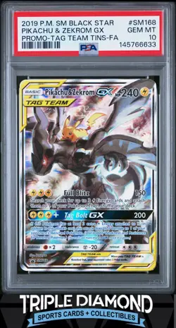 2019 Pokemon Sm Black Star Promo #SM168 Pikachu & Zekrom Gx FA PSA 10 FDP87 - Image 1
