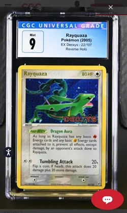 CGC 9 Pokemon TCG Rayquaza EX Deoxys 22/107 Reverse Holo Rare Pop 20 - Image 1