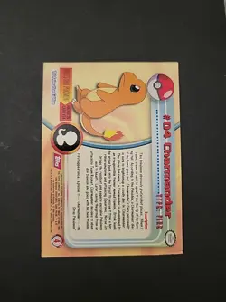 HP Topps Pokemon TV Animation Edition Charmander #4 Red Topps Logo 4TH PRINT - Image 2