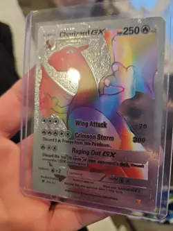 Charizard GX Silver Rainbow Foil Fan Art Vinyl Premium Collector Card - Image 2