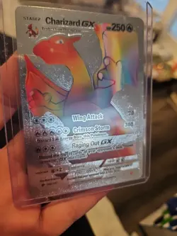 Charizard GX Silver Rainbow Foil Fan Art Vinyl Premium Collector Card - Image 4