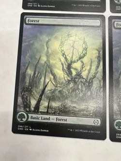 4x Forest 266 ONE MTG ART LAND M/NM Phyrexia (Alayna Danner) Regular / non-foil - Image 2