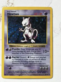 1999 POKEMON BASE SET UNLIMITED #10 MEWTWO-HOLO and 1 Shadowless with damage - Image 2