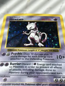 1999 POKEMON BASE SET UNLIMITED #10 MEWTWO-HOLO and 1 Shadowless with damage - Image 3