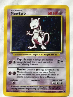 1999 POKEMON BASE SET UNLIMITED #10 MEWTWO-HOLO and 1 Shadowless with damage - Image 4