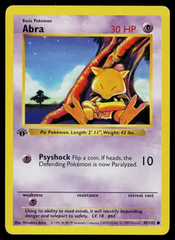 Pokemon Card - Abra 1st Edition Base Set Shadowless 43/102 - Image 1