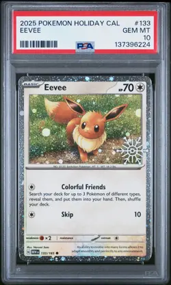 2025 POKEMON HOLIDAY CALENDAR #133 EEVEE PSA 10 - Image 1