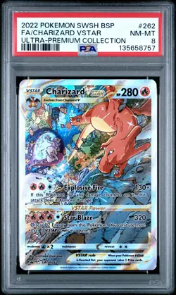 2022 POKEMON SWSH BLACK STAR PROMO #262 FULL ART/CHARIZARD VSTAR PSA 8 - Image 1