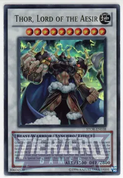 Yugioh STOR-EN038 Thor, Lord of the Aesir Ultra Rare 1st Edition NM/LP - Image 1