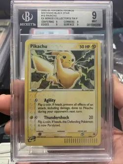 Pokemon Pikachu Collectors Tin Holo 2003 Black Star Promo 012 . BGS 9 - Image 1