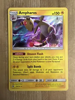 Pokemon TCG Ampharos Sun & Moon - Lost Thunder 78/214 Holo Holo Rare VLP - Image 1