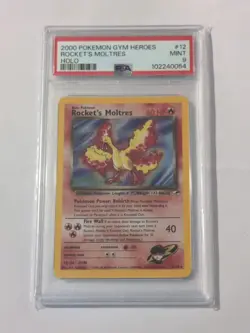 2000 Pokemon Rocket's Moltres Gym Heroes Unlimited Rare Holo #12 PSA 9 MINT - Image 1
