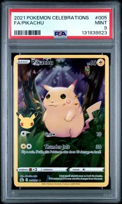 2021 POKEMON CELEBRATIONS #005 FULL ART/PIKACHU PSA 9 - Image 1