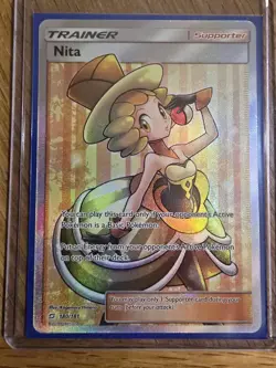 Pokemon Nita Full Art Trainer Ultra Rare Holo Sm-Team Up 180/181 - Image 1