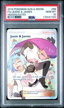PSA 10 JESSIE & JAMES 68/68 | Hidden Fates Full Art Graded Pokemon Card - Image 1