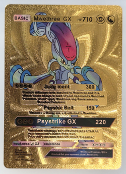 Pokemon Mewthree (Mwethree) GX 710hp Gold Foil Fan Art Collector Card - Image 1