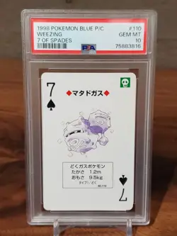 1998 Pokemon Weezing Blue Back Poker Playing Card 7 of Spades - PSA 10 - Image 1