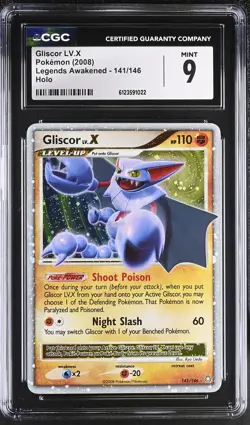 CGC 9 MINT Gliscor LV.X 2008 Legends Awakened 141/146 Holo Pokemon Card - Image 1