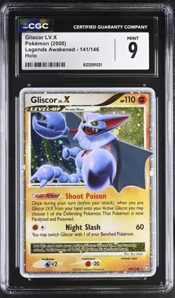 CGC 9 MINT Gliscor LV.X 2008 Legends Awakened 141/146 Holo Pokemon Card - Image 1