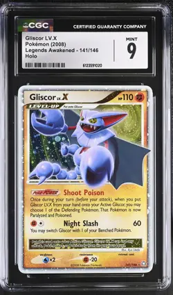 CGC 9 MINT Gliscor LV.X 2008 Legends Awakened 141/146 Holo Pokemon Card - Image 1