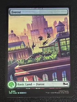 MTG Teenage Mutant Ninja Turtles Forest Full Art Foil 0195 NM - Image 1