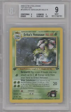 BGS 9 MINT 2000 Erika's Venusaur 4/132 Gym Challenge Holo 1st Edition Pokemon - Image 1