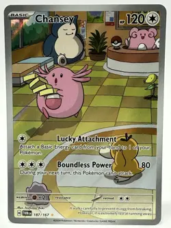 Pokemon TCG Chansey Illustration Rare Full Art Holo 187/167 Twilight Masquerade - Image 1