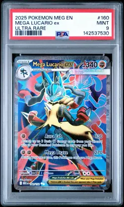 2025 POKEMON MEG EN-MEGA EVOLUTION ULTRA RARE #160 MEGA LUCARIO EX PSA 9 - Image 1