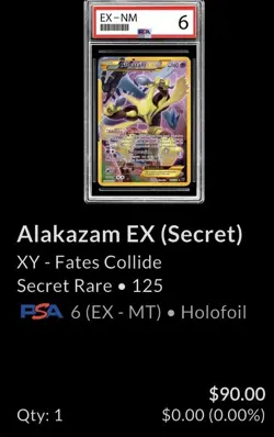 2016 POKEMON XY FATES COLLIDE #125 FA/ALAKAZAM EX FATES COLLIDE-SECRET PSA 6 - Image 2