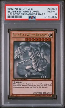 2012 Yu-Gi-Oh! Blue-Eyes White Dragon - GLD5-EN001 - Ghost Gold Rare - PSA 8 - Image 1