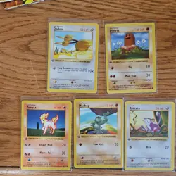 Pokemon Base Set [NM] 1st Edition Lot (5) Doduo Diglett Ponyta Machop Rattata - Image 1
