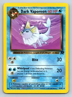 Dark Vaporeon 45/82 Unlimited Team Rocket LP/NM - Pokemon TCG - Image 1