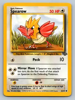 Spearow Common Jungle 62/64 NM - Vintage WoTC Pokemon TCG - Image 1
