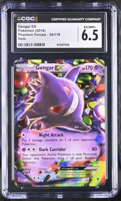 Pokemon 2014 Gengar EX 34/119 XY Phantom Forces Holo CGC 6.5 EX/NM+ - Image 1