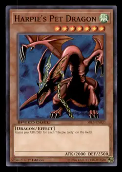 Yugioh Harpie's Pet Dragon #SBLS-EN020 Speed Duel: Arena of Lost Souls LP - Image 1
