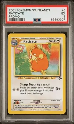 2001 POKEMON SOUTHERN ISLANDS PROMO #6 RATICATE PSA 5 - Image 1