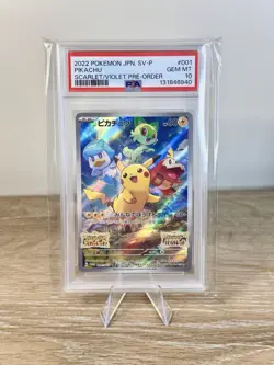2022 Pokemon Scarlet and Violet Promo Japanese Pikachu Pre Order #001SVP PSA 10 - Image 1