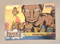 "A Great Day" 1999 Topps HOLO Foil Pikachu's Vacation Pokemon Card Blue Logo MP - Image 3