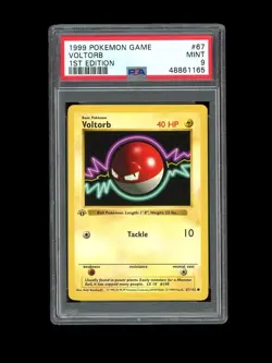 Pokemon PSA 9 MINT Voltorb 1st Edition Shadowless Base Set 1999 Card 67/102 - Image 1