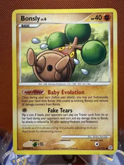 Bonsly 71/130 Diamond and Pearl Regular Pokemon Card 2007 MP 2324 - Image 1