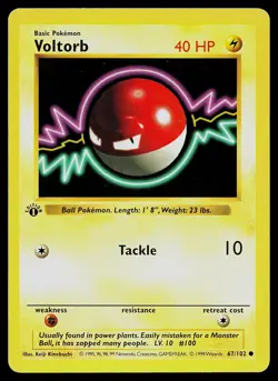 Pokemon Card - Voltorb 1st Edition Base Set Shadowless 67/102 - Image 1