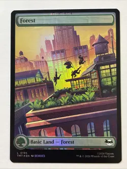 MTG Teenage Mutant Ninja Turtles Forest Full Art Foil 0195 NM - Image 1