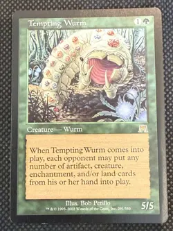 Tempting Wurm Onslaught Magic the Gathering Rare Green Wurm MtG - Image 1