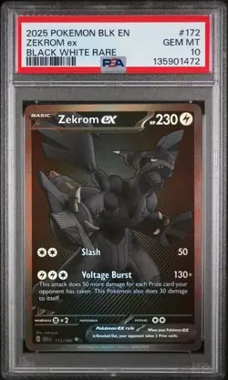 2025 POKEMON BLK EN-BLACK BOLT BLACK WHITE RARE #172 ZEKROM EX PSA 10 - Image 1