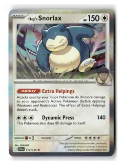 Hop's Snorlax 117/159 Rare Journey Together Pokemon Holo Near Mint - Image 1