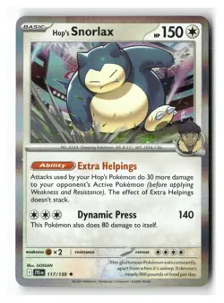 Hop's Snorlax 117/159 Rare Journey Together Pokemon Near Mint - Image 1