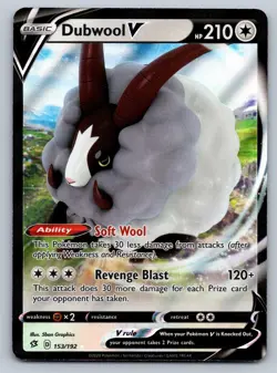 Dubwool V 153/192 Holo Rare V Rebel Clash Pokemon Near Mint - Image 1