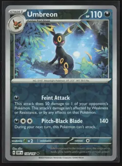 Umbreon Uncommon SV03: Obsidian Flames 130/197 NM Pokemon Card Reverse Holo - Image 1