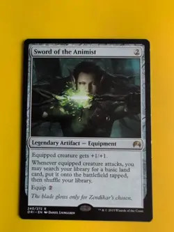 Sword of the animist. Origins artifact -wear to edge Magic the Gathering Card. - Image 1