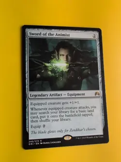 Sword of the animist. Origins artifact -wear to edge Magic the Gathering Card. - Image 3